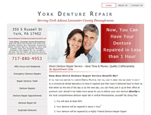 Tablet Screenshot of denturerepairsyorkadamslancastercountypa.com